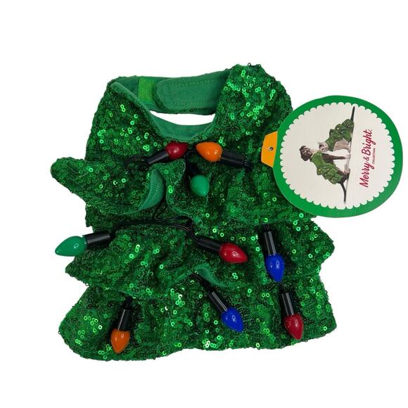 Merry & Bright Sz XS Holiday Christmas Pet Dog Cat Apparel Sequin Tree Costume - Picture 1 of 7